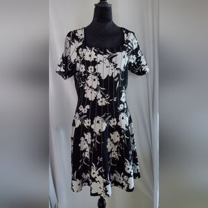 Milly Floral Black and White Sweater Dress